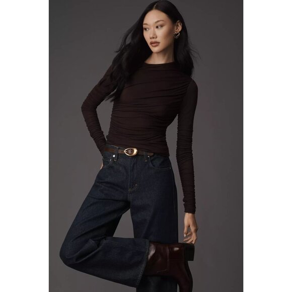 Agolde Tania Twist Tshirt in Black Small New Womens Long Sleeve Top Tee - Picture 13 of 17